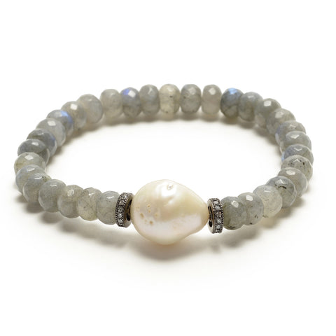 Anna pearl bracelet - labradorite/pearl