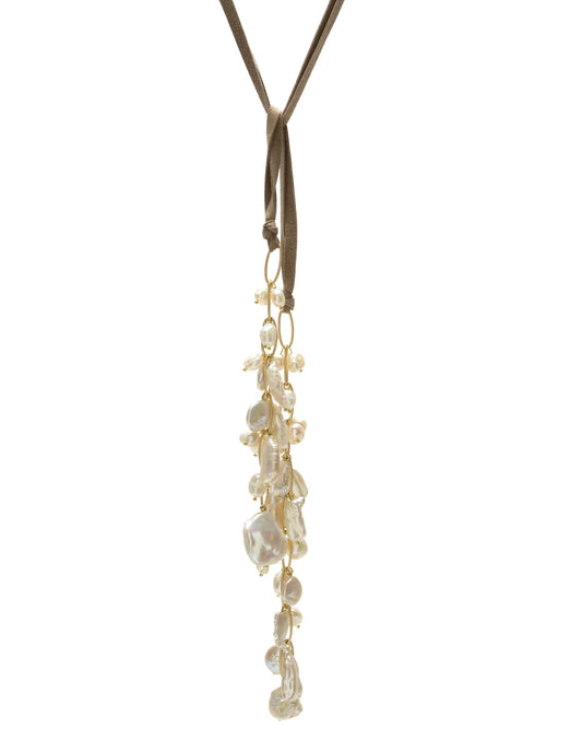 Astrid Lariat - gold/taupe