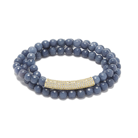 Bar Bracelet - blue agate/gold