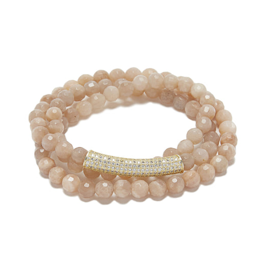 Bar Bracelet - pink moon / gold