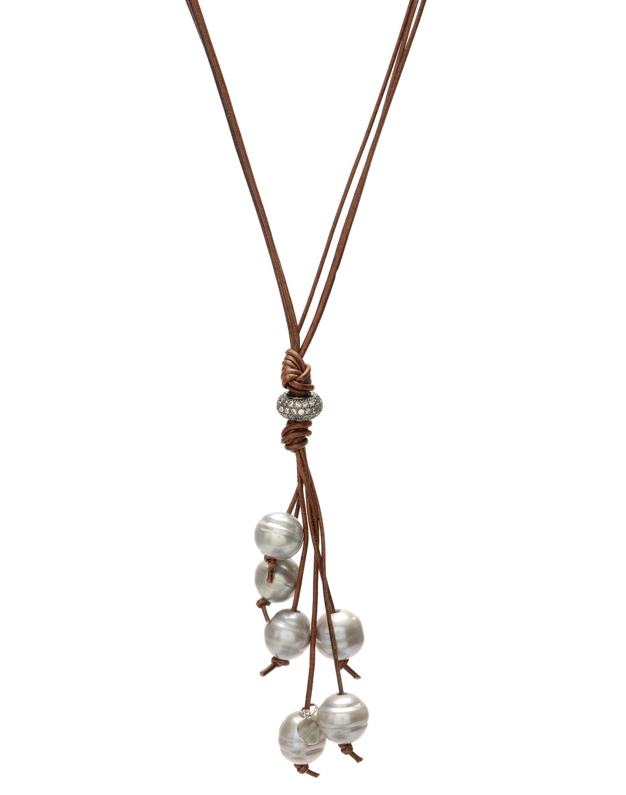 Camilla leather necklace - grey