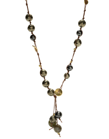 Carola Short Necklace - pyrite/hematite/labradorite
