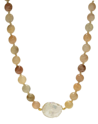 Ellinor Short Necklace - pink moonstone/pearl
