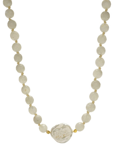 Ellinor Short Necklace - white moonstone/pearl