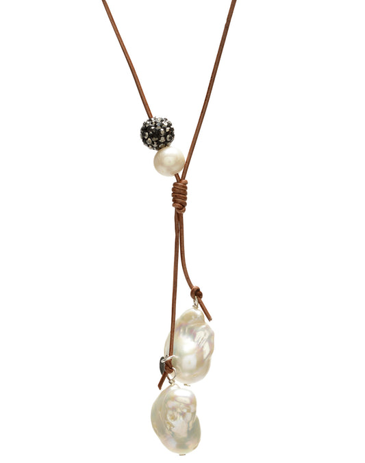 Fia Necklace - saddle/white
