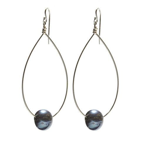 Large Oval Earrings - silver/grey
