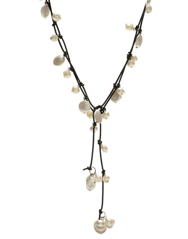 Louise mixed pearl Necklace - black/white