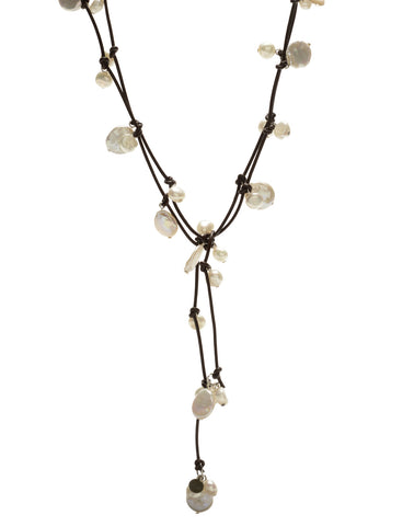 Louise mixed pearl Necklace - chocolate/white