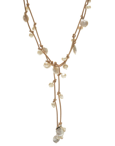 Louise mixed pearl Necklace - natural/white
