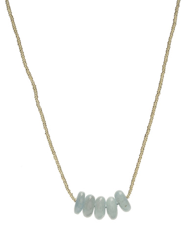 Vera short Necklace - silver/aquamarine