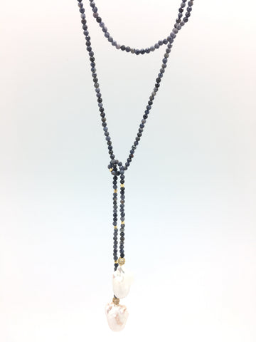 Iselia deluxe, blue sapphire/baroque pearls