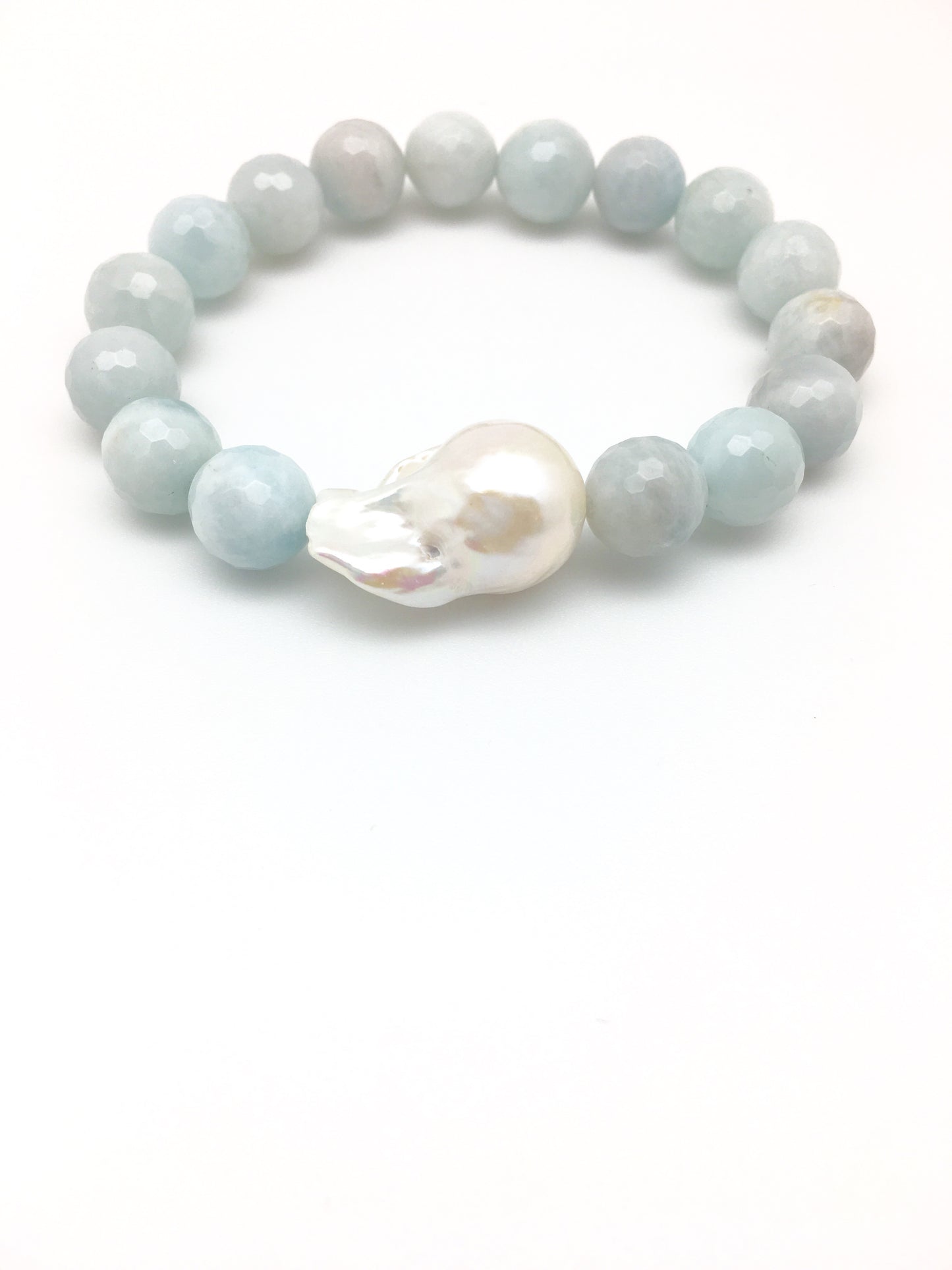 Annie baroque, aquamarine/white baroque pearl