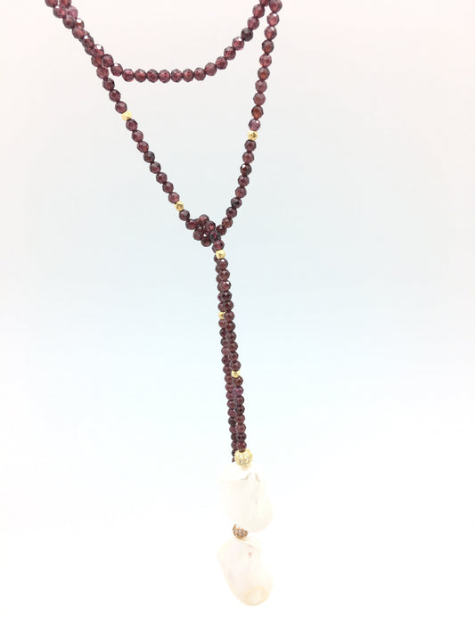 Iselia deluxe - garnet/baroque pearls