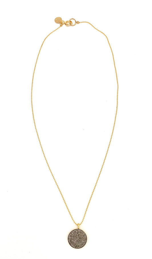 Diamond circle necklace - gold ball chain