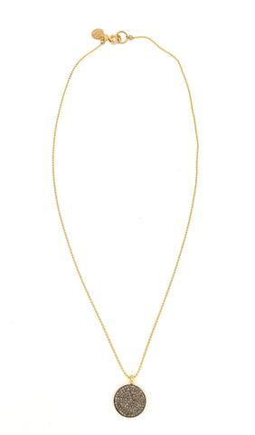 Diamond circle necklace - gold ball chain