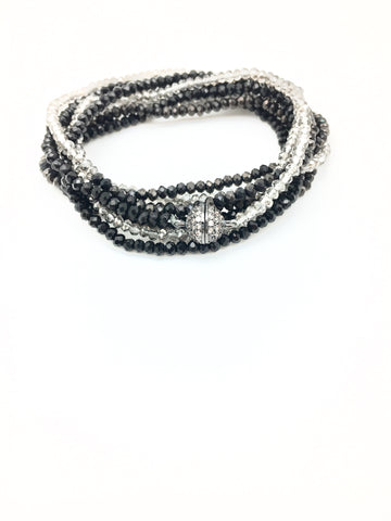 Petra combo bracelet/necklace -black/smokey/slate