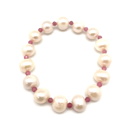 Margareta pearl bracelet, pink tourmaline