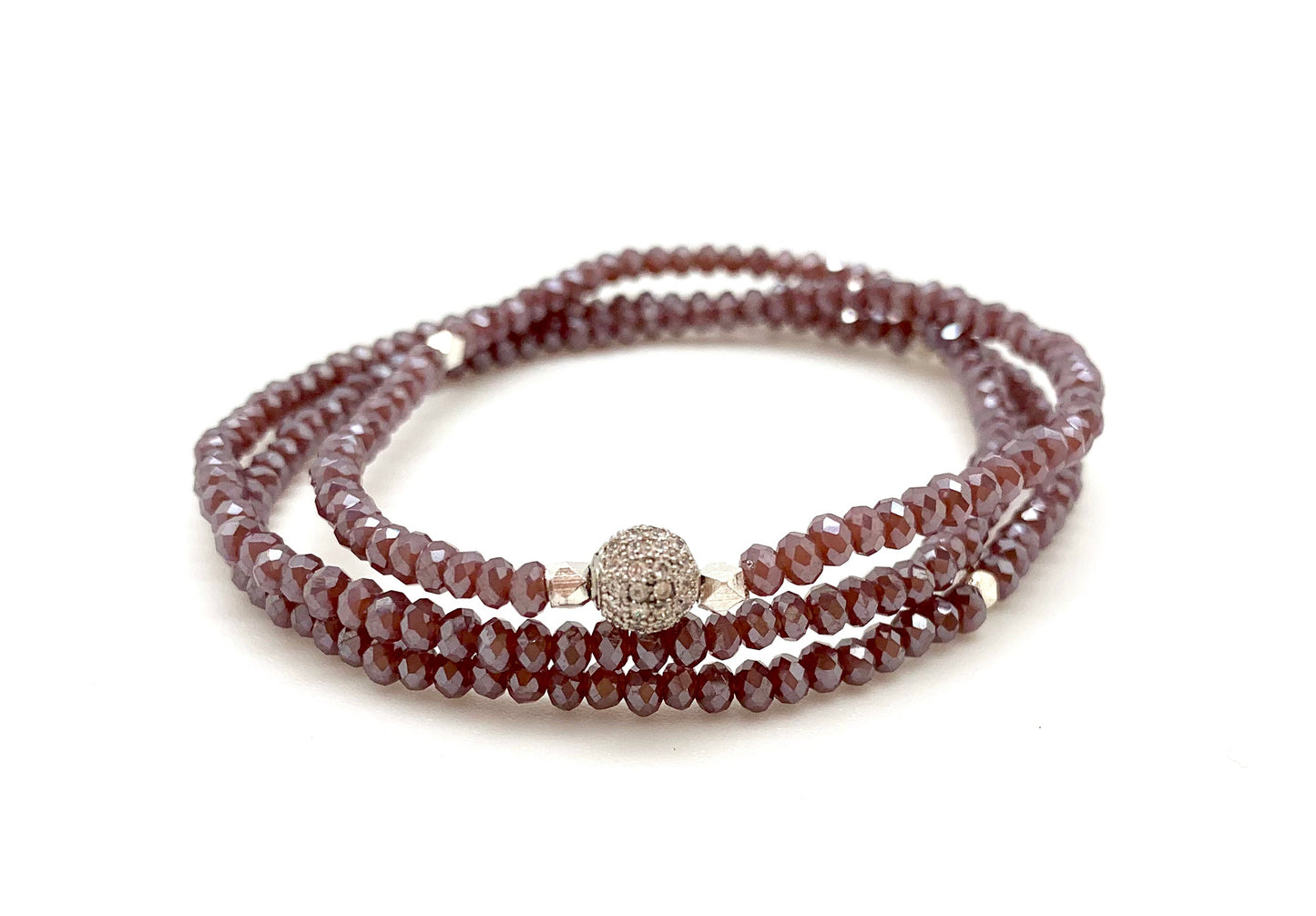 Petra triple wrap bracelet, plum