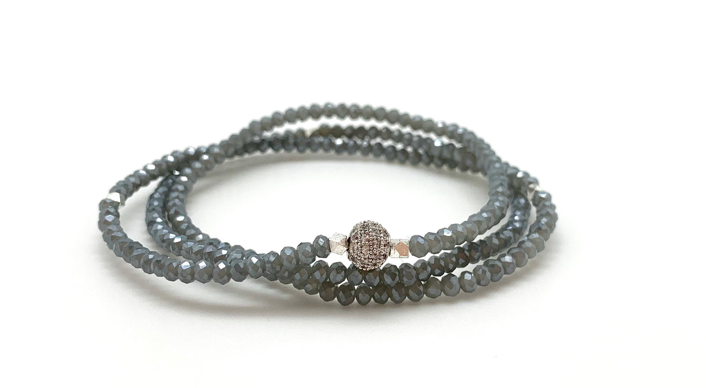 Petra triple wrap bracelet, denim