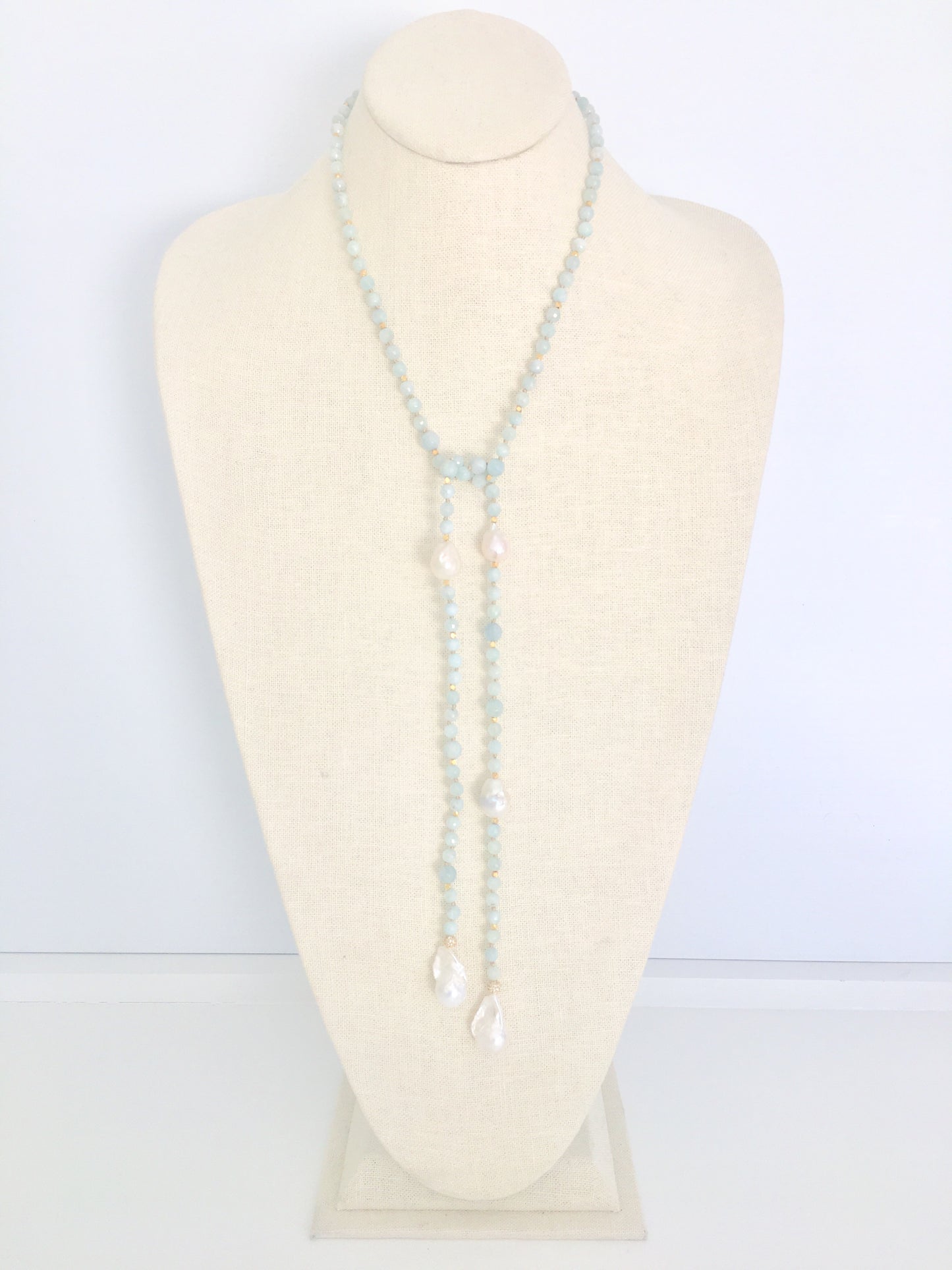 Alice Lariat - aquamarine/white