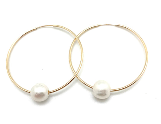 Mia pearl hoop - gold white