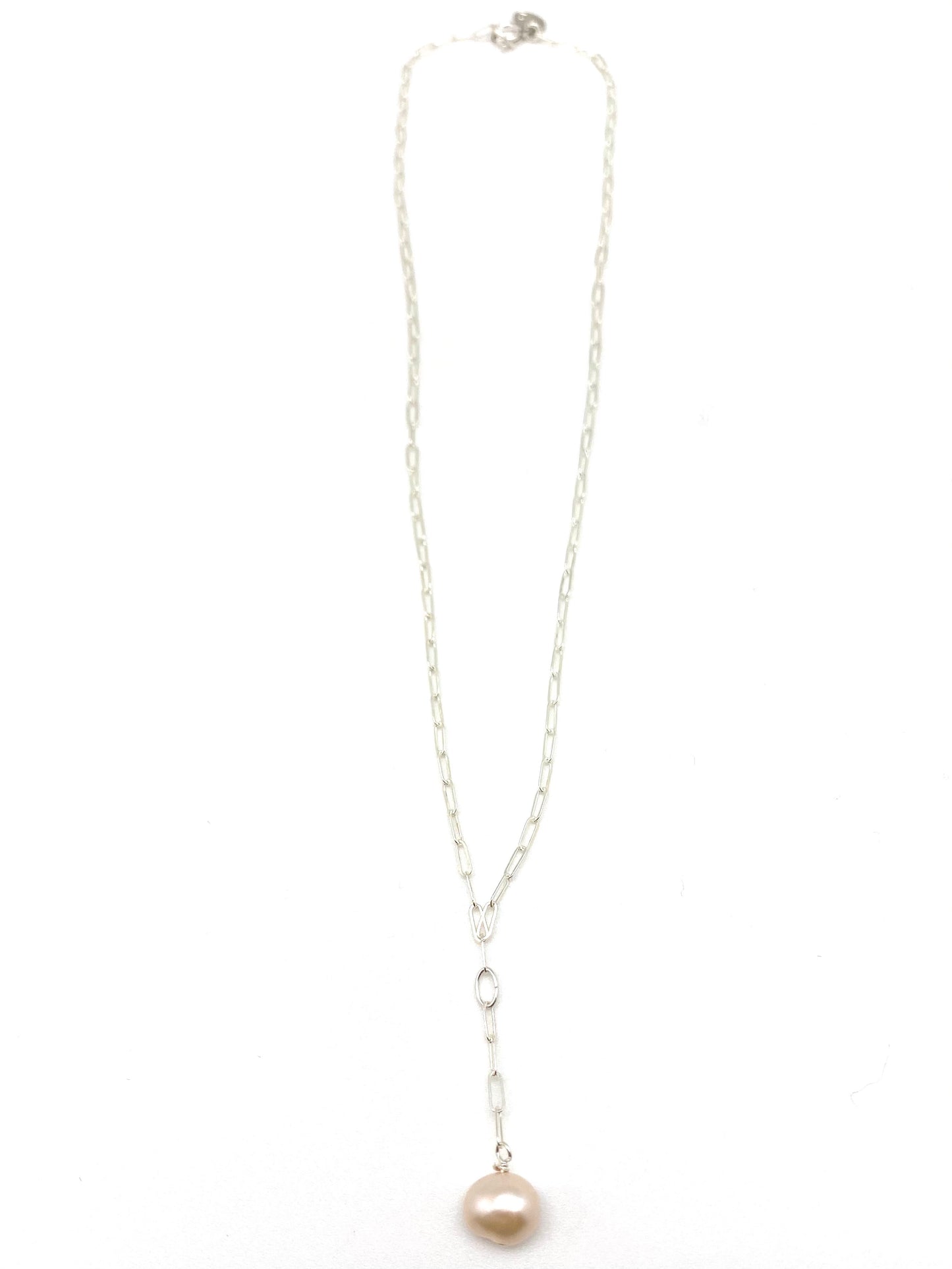 Marie Y Necklace - silver/white