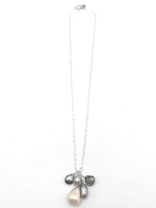 Ida necklace - silver/grey moonstone