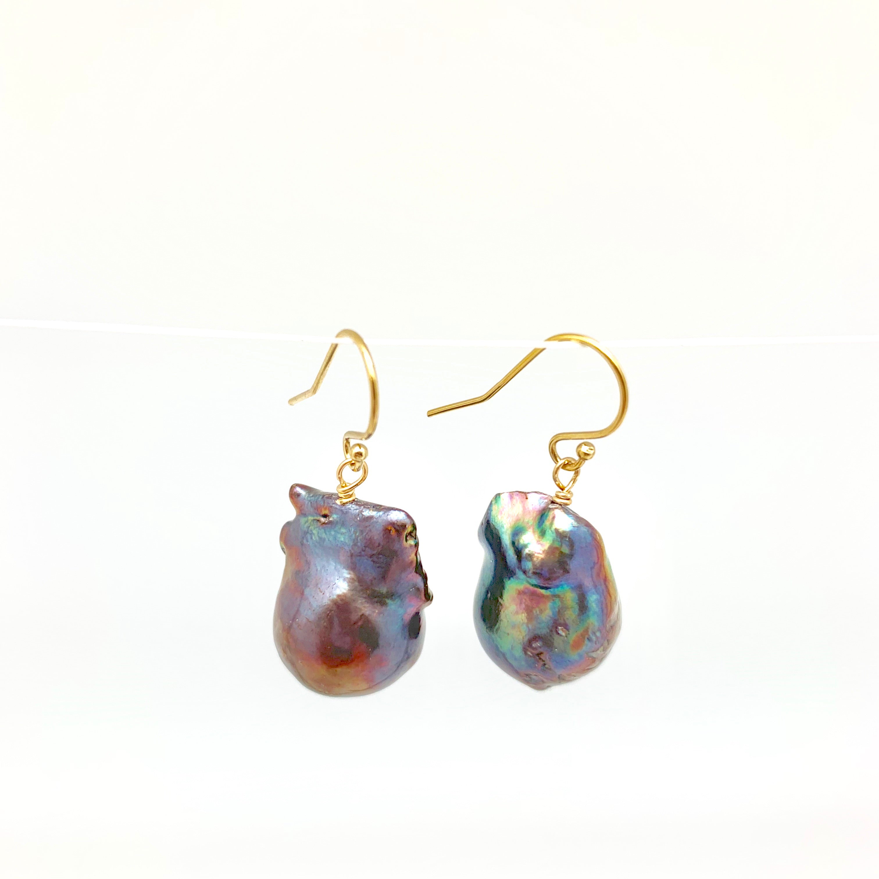 Baroque earrings - gold/peacock – in2 design