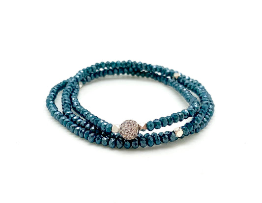 Petra triple wrap bracelet, teal