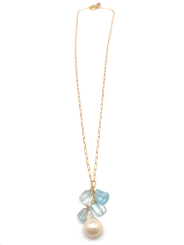 Ida necklace - gold/aquamarine