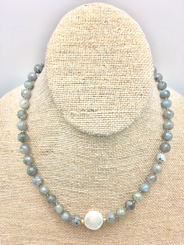 Ellinor Short Necklace - labradorite/pearl
