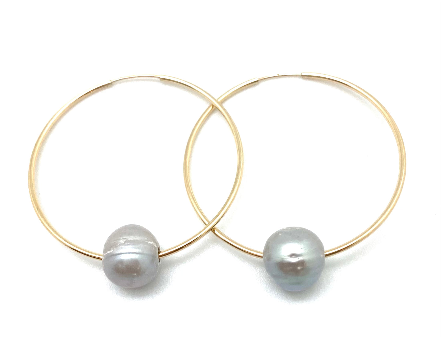 Mia pearl hoop - gold grey