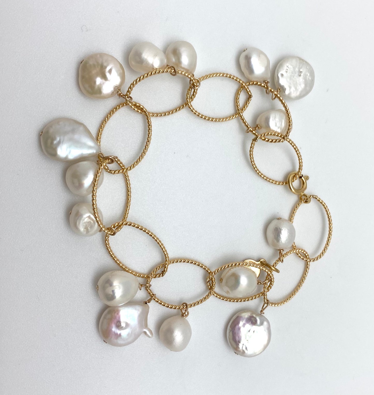 Annika bracelet, gold fill/pearl