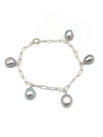 Marie bracelet - silver/light grey pearls