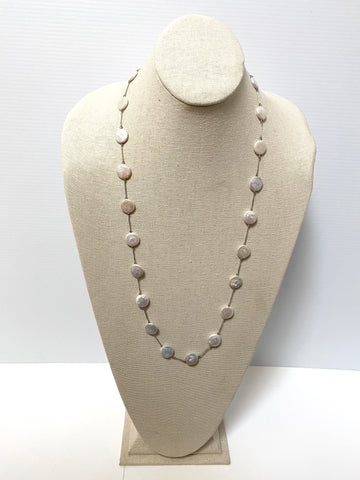 Elsa silk necklace, white coin pearls