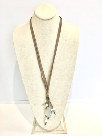 Camilla suede necklace - taupe/white/aqua