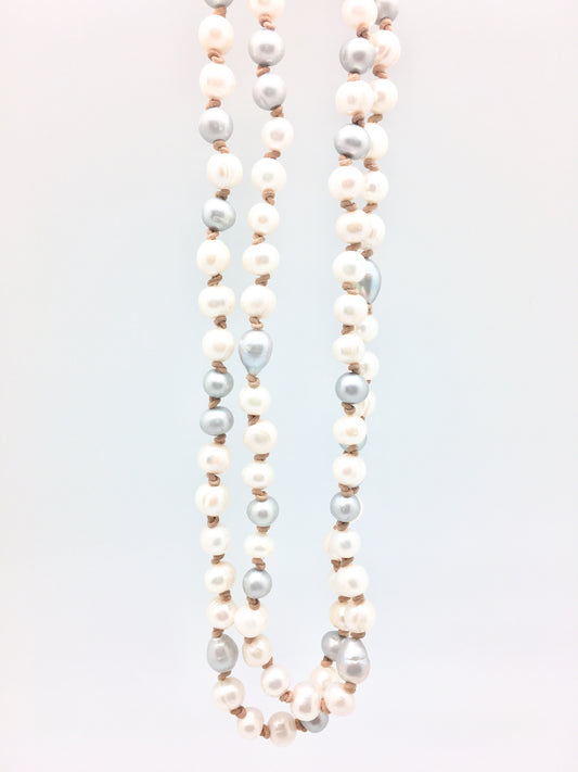 Ellen necklace - natural/white/light grey