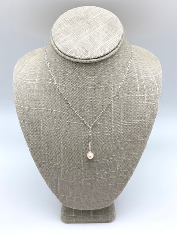 Marie Y Necklace - silver/white