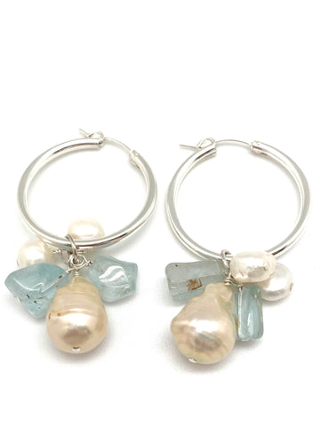 Ida earring - silver/aquamarine