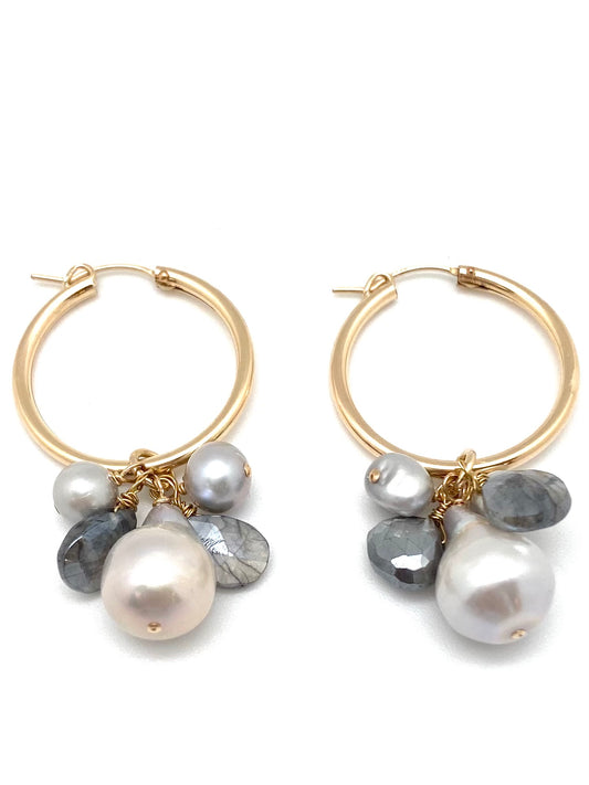 Ida earring - gold/grey moonstone