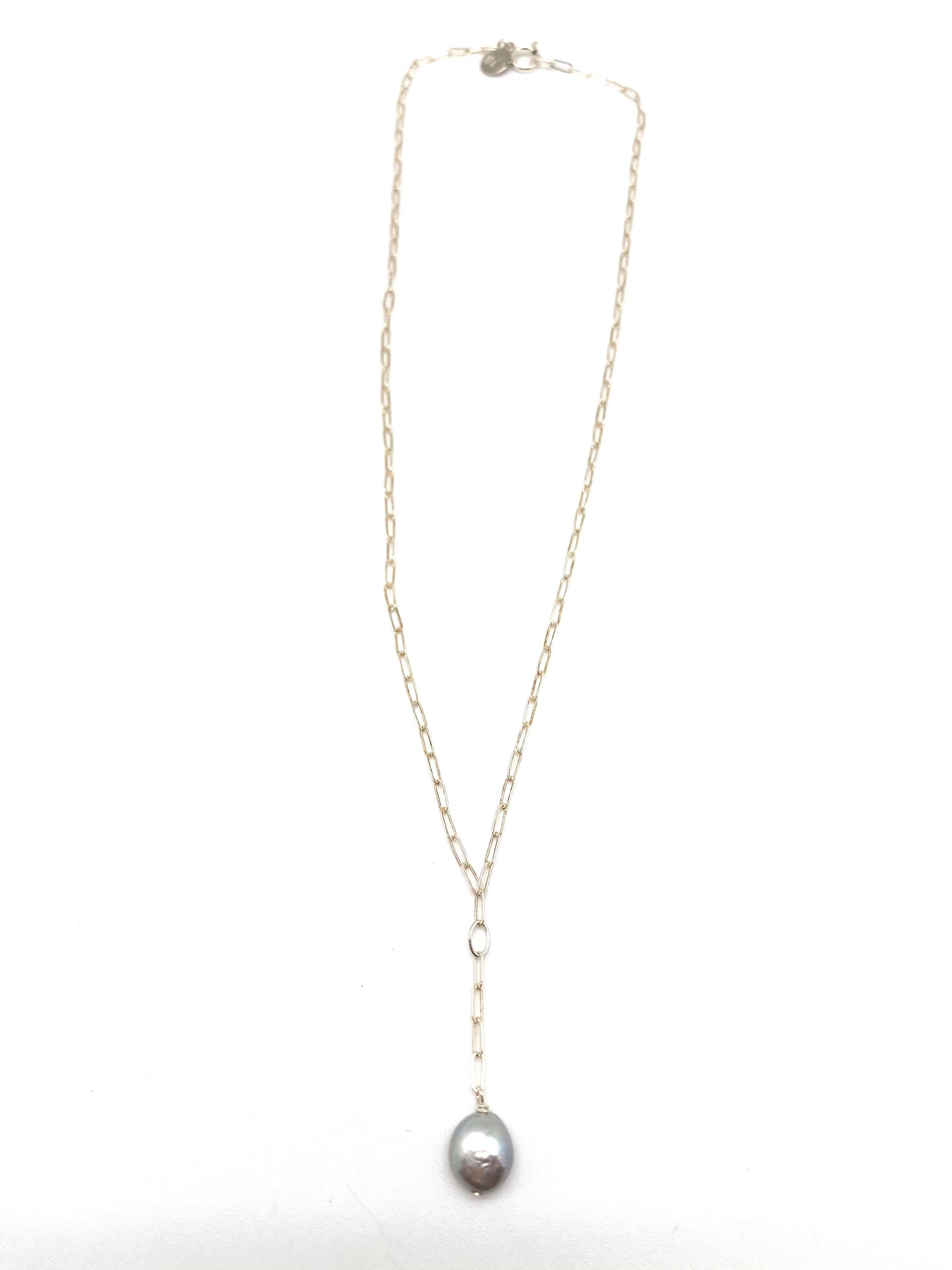 Marie Y Necklace - silver/light grey