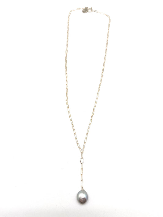 Marie Y Necklace - silver/light grey