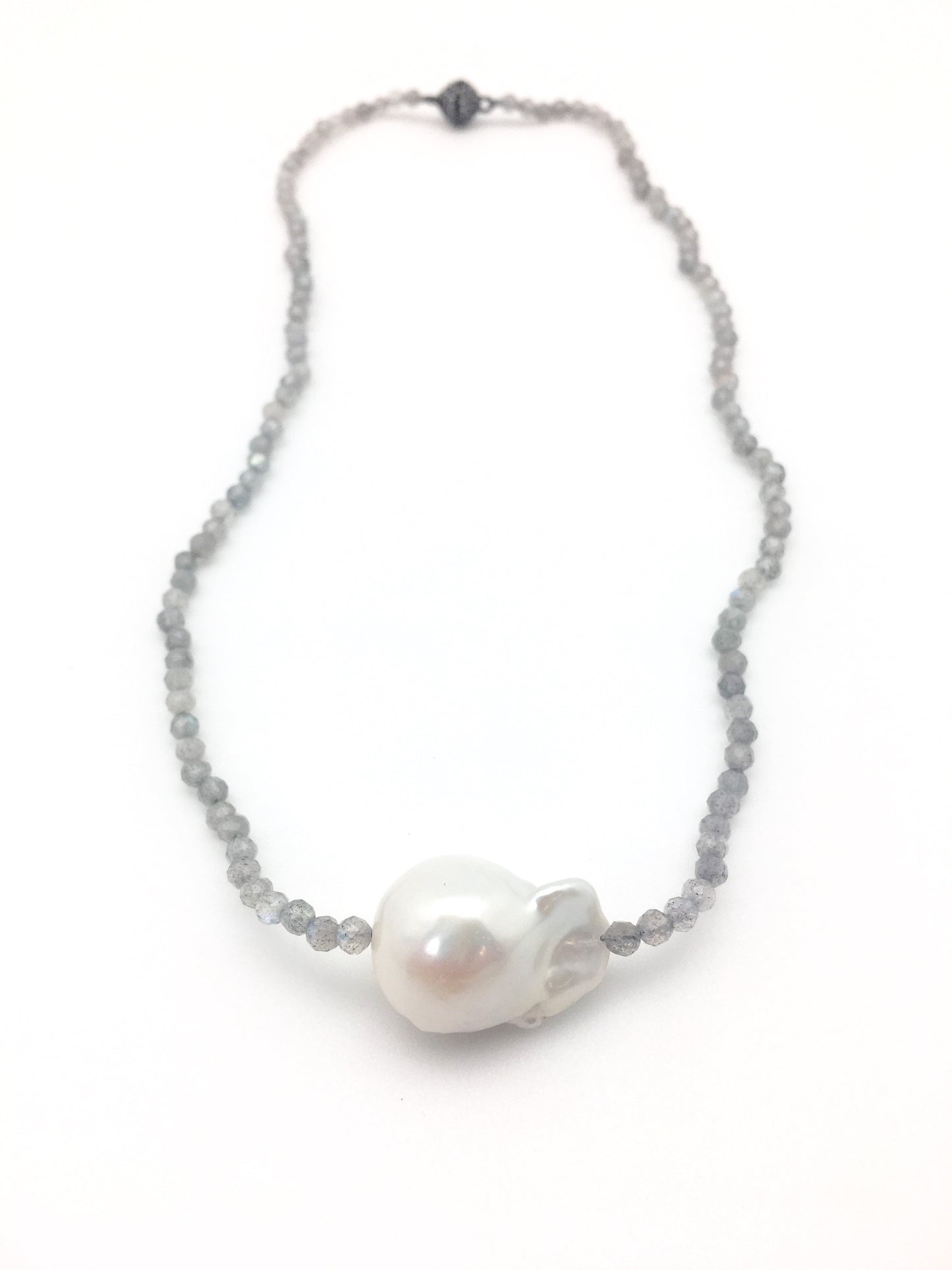 Iselia single Necklace - labradorite/pearl