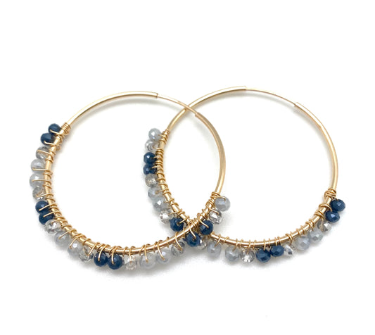 Mia beaded hoop- blue