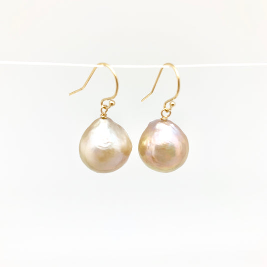 Baroque earrings - gold/champagne