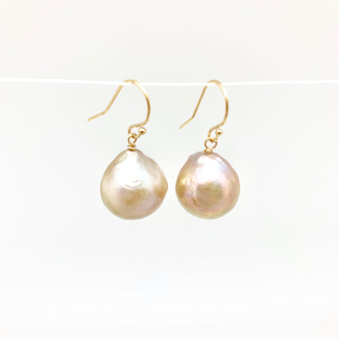Baroque earrings - gold/champagne