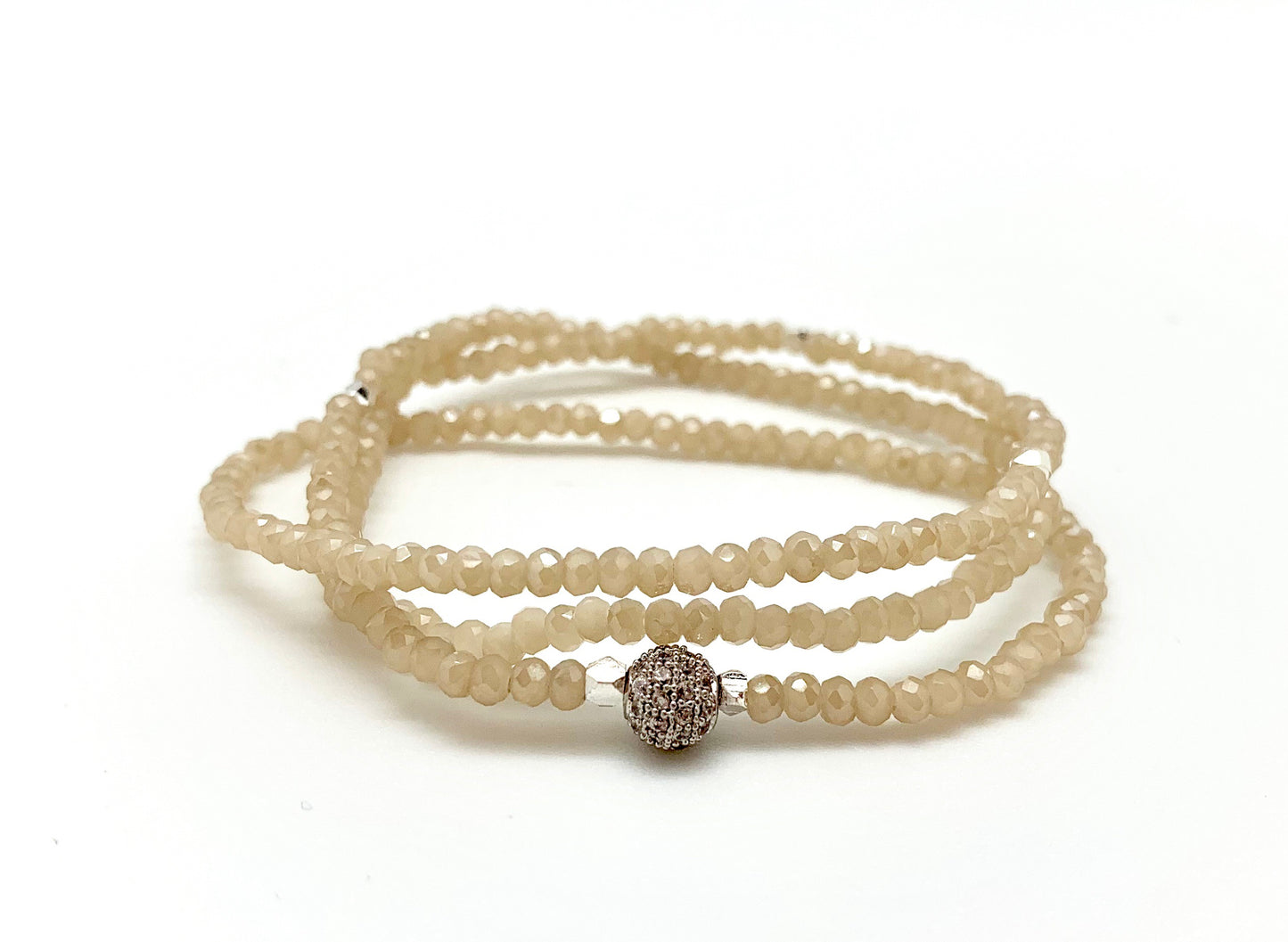 Petra triple wrap bracelet, nude