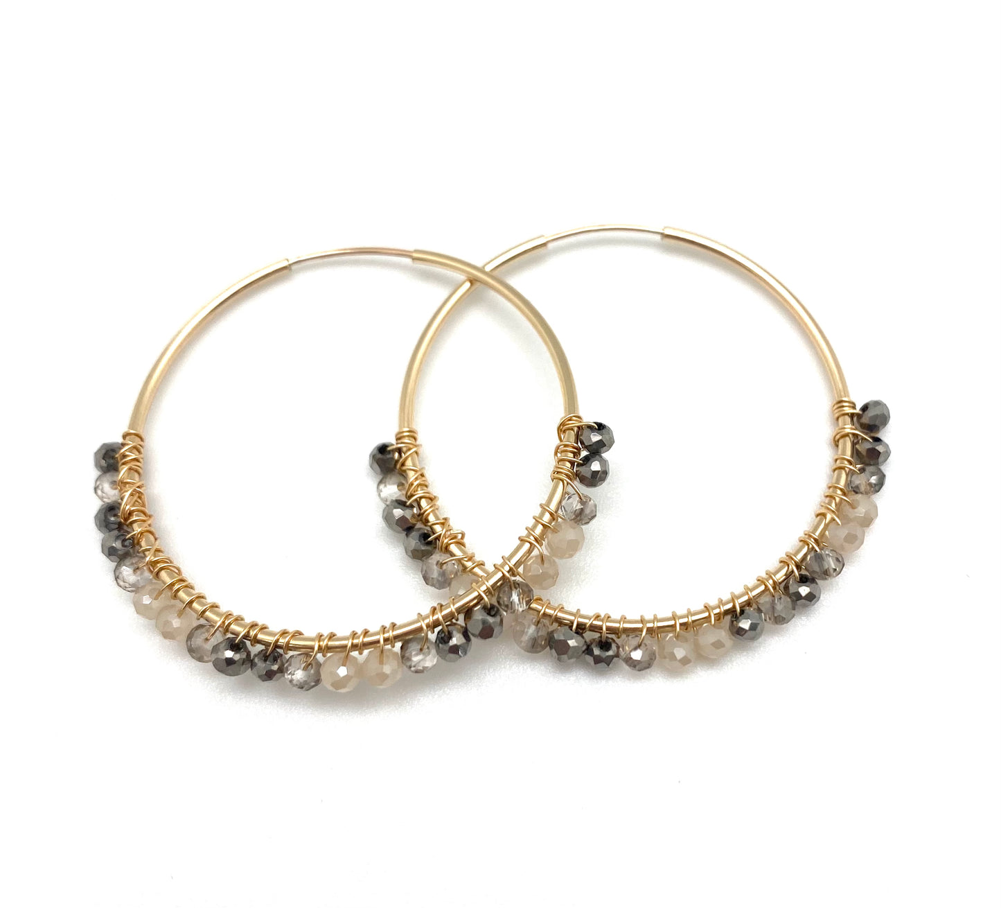 Mia beaded hoop, natural