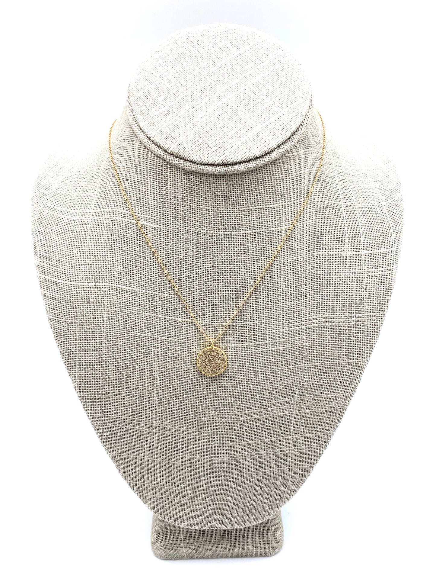 Diamond circle necklace - gold ball chain