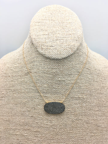 Diamond oval necklace, small-diamond